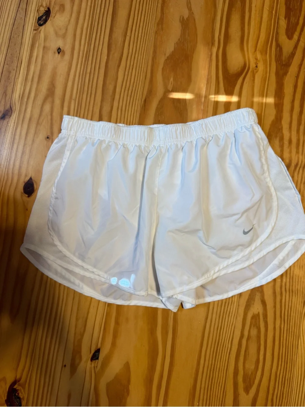 Nike Women's White Athletic Running Shorts with Reflective Swoosh